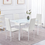 Marbled Glass Kitchen Table, Rectangular, White-0