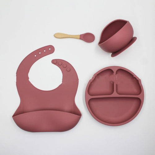 4-teiliges Set Silikon Baby Schüssel Bib Teller Set