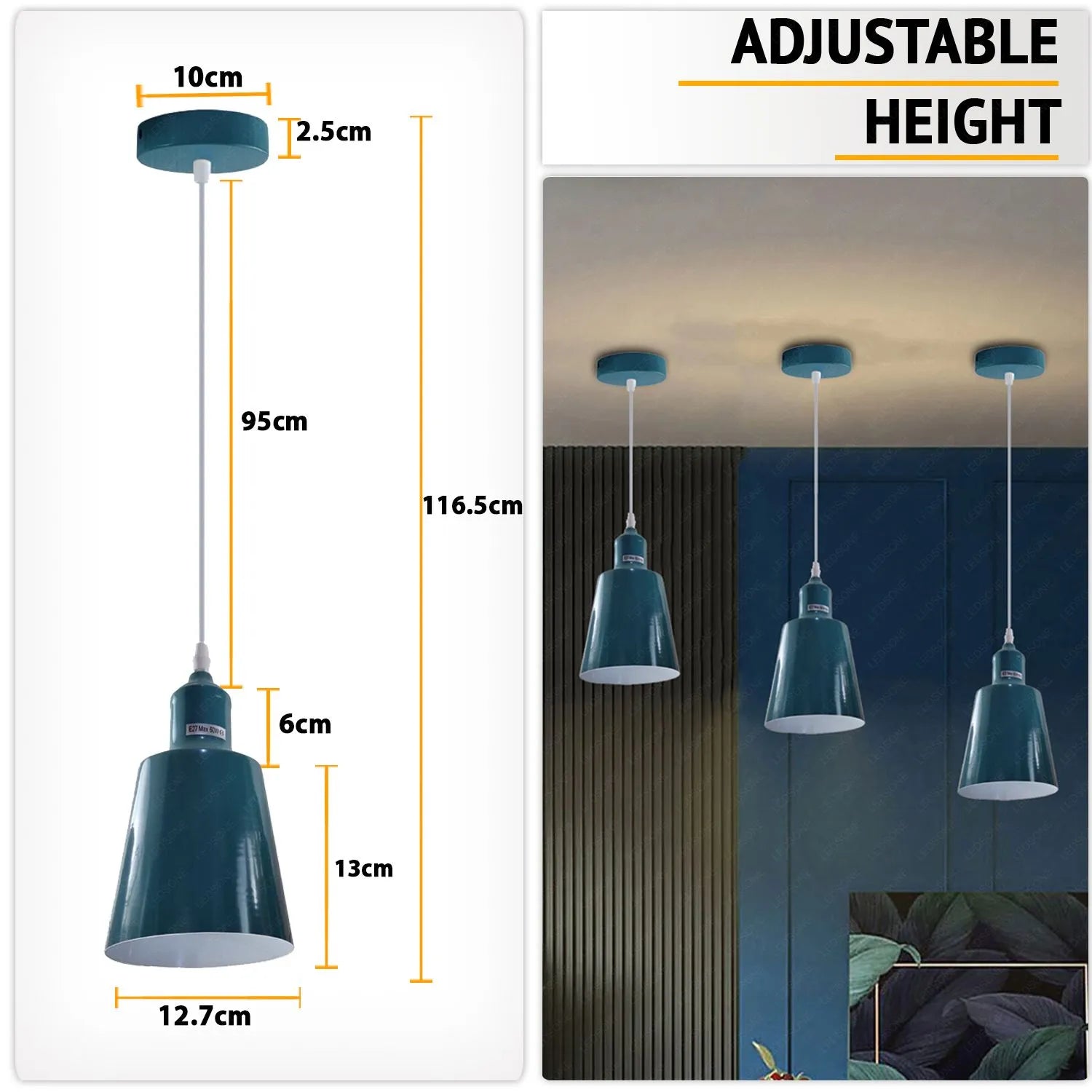 Retro E27 Pendant Lamp Kit with 95cm Cable – Kitchen Island  ~4294-3