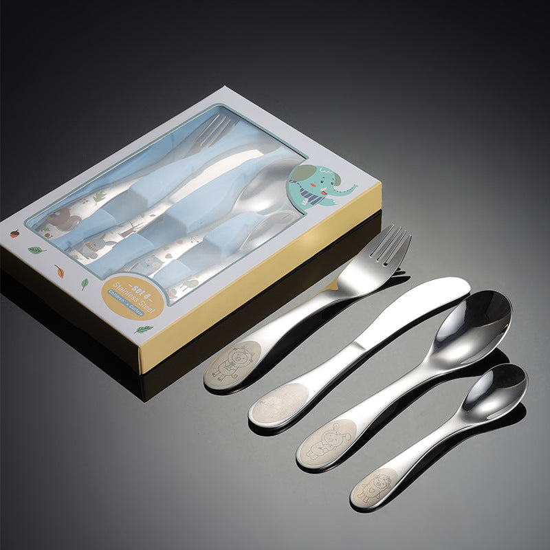 304 Stainless Steel Suit Western Style Knife Fork And Spoon Four Piece Set Children's Tableware