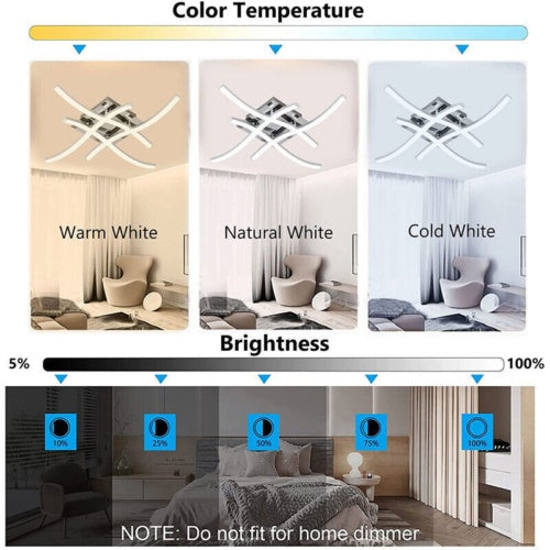 Deckenleuchte 4 Wellenlichter Moderne Küche Wohnzimmer Schlafzimmer Lampe LED dimmbar