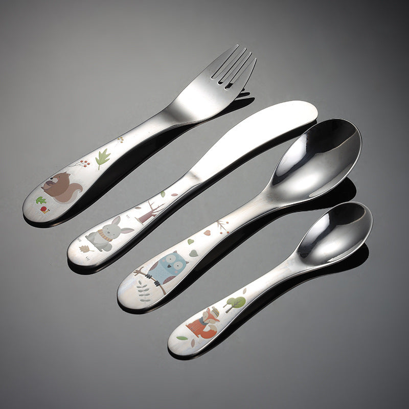 304 Stainless Steel Suit Western Style Knife Fork And Spoon Four Piece Set Children's Tableware