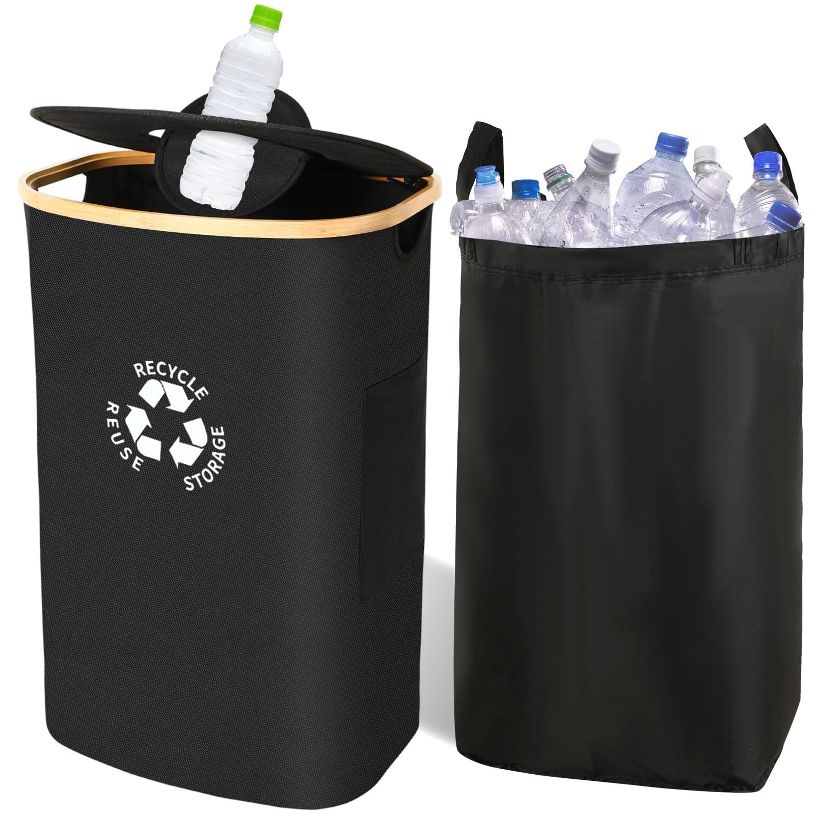 Aufbewahrungsflaschenbehälter mit Deckel, Aufbewahrungsflaschenaufbewahrung Recyclingbehälter Küchenaufbewahrungsflaschenaufbewahrung große Kapazität, 442-6786-MG