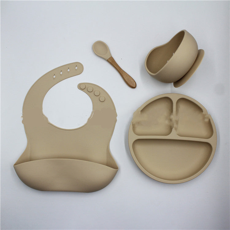 4-teiliges Set Silikon Baby Schüssel Bib Teller Set