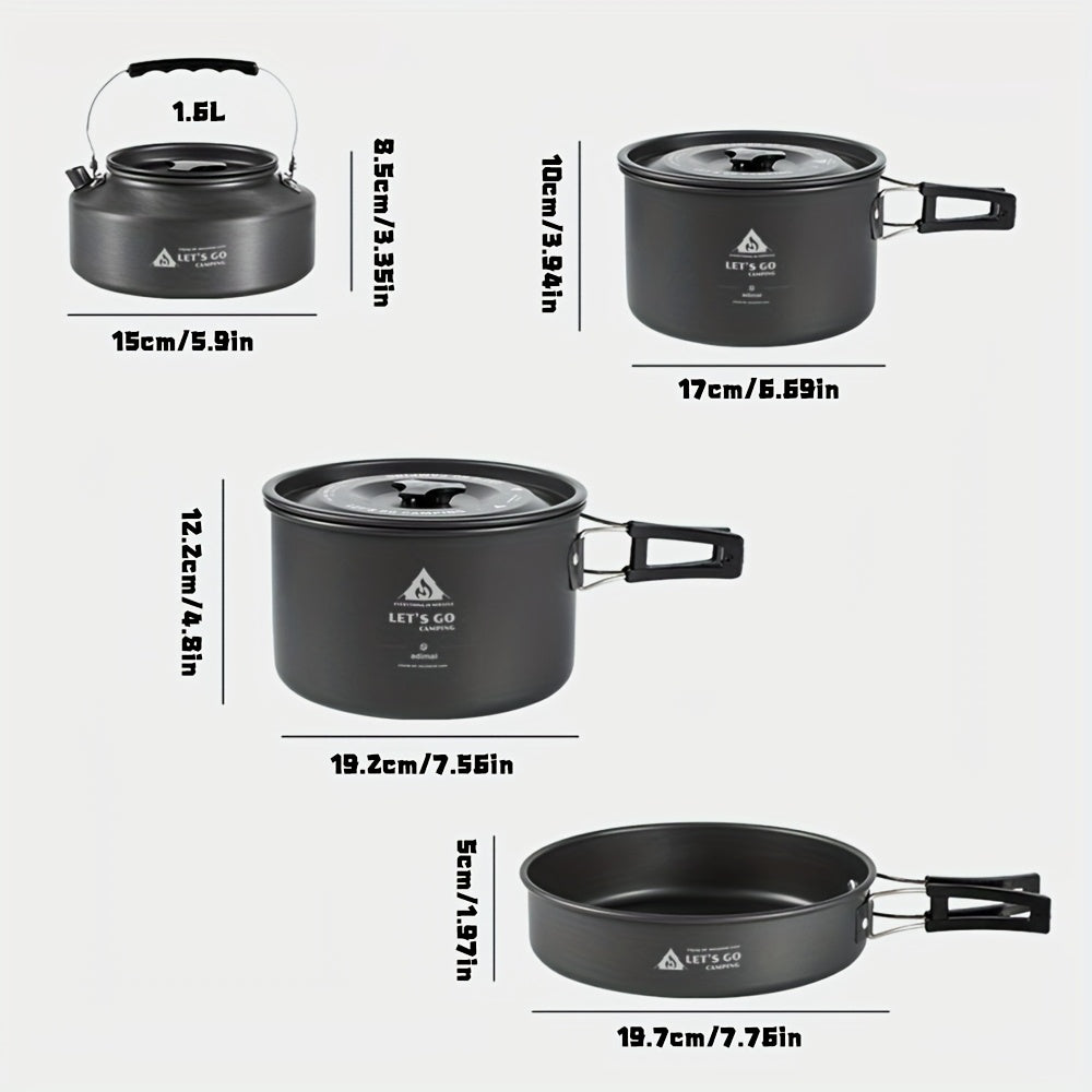4pcs Aluminum Camping Cookware Set for Outdoor Cooking-3