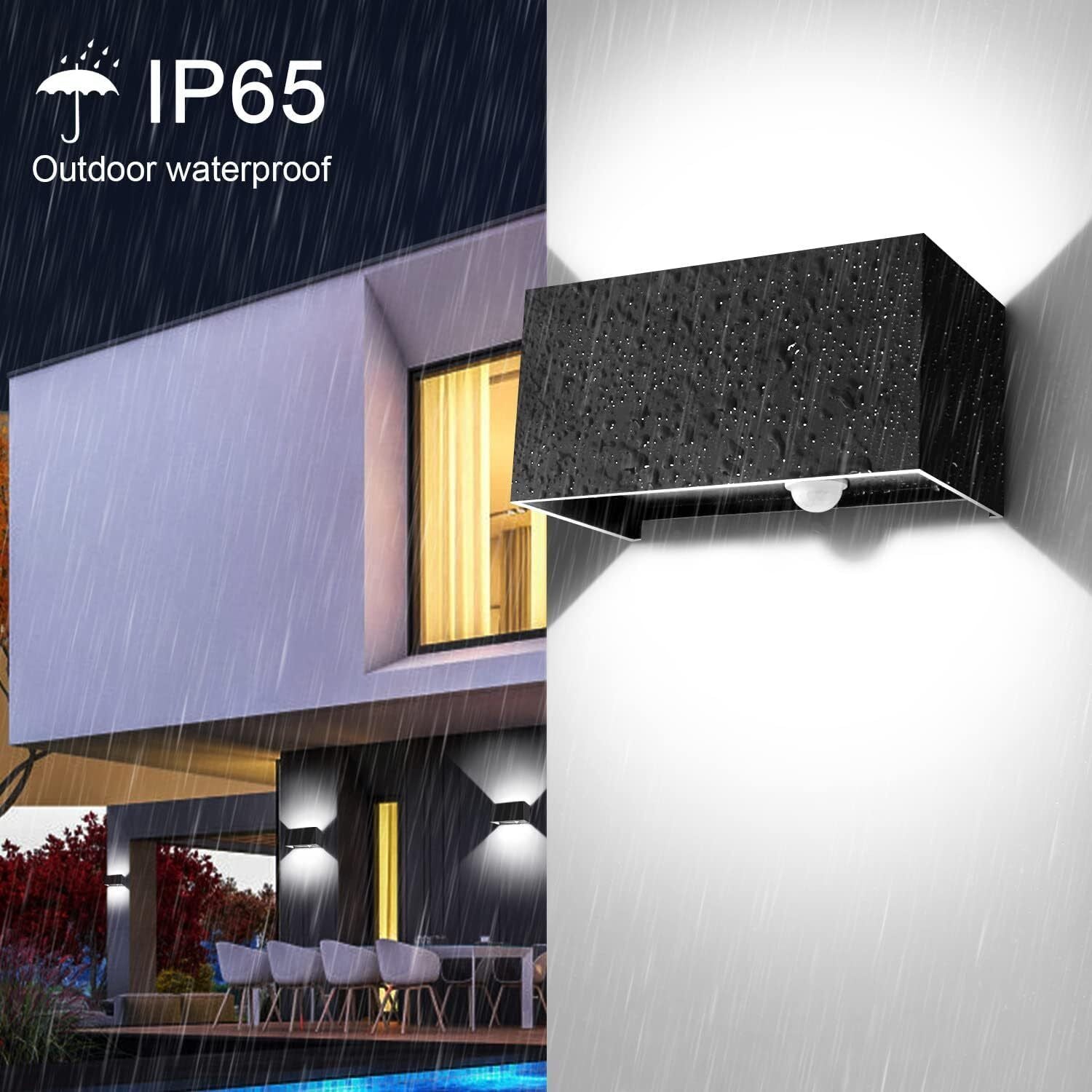 LED-Außenleuchte mit Bewegungsmelder Wandleuchte Sensor Außenlampe 20W
