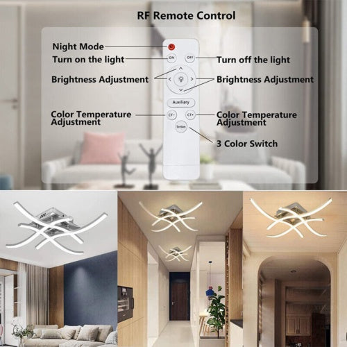 Deckenleuchte 4 Wellenlichter Moderne Küche Wohnzimmer Schlafzimmer Lampe LED dimmbar