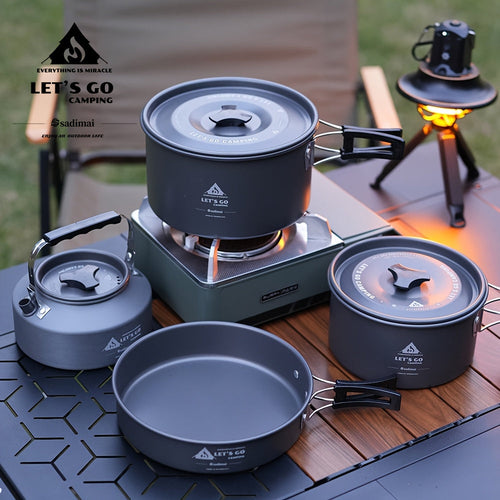 4pcs Aluminum Camping Cookware Set for Outdoor Cooking-1