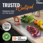 Fossa 15.5"x12"x1" Extra Large Premium Stainless Steel Cutting Board - Thin & Stable | Cutting Boards for Kitchen | Metal Cutting Boards for Kitchen | Pastry Board | Chopping Board | Countertop (Silver)-3