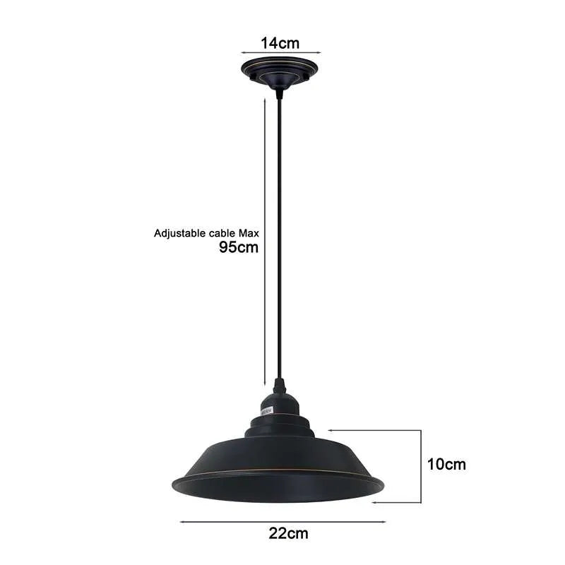 Black Industrial Retro Vintage E27 Kitchen Ceiling Pendant Light Hanging Lamp~4509-4