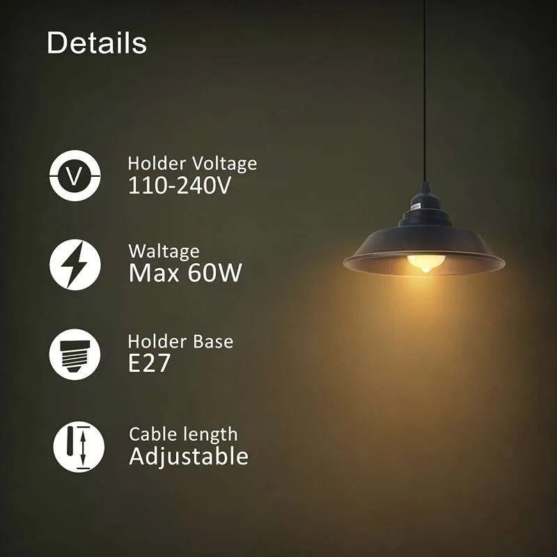 Black Industrial Retro Vintage E27 Kitchen Ceiling Pendant Light Hanging Lamp~4509-2